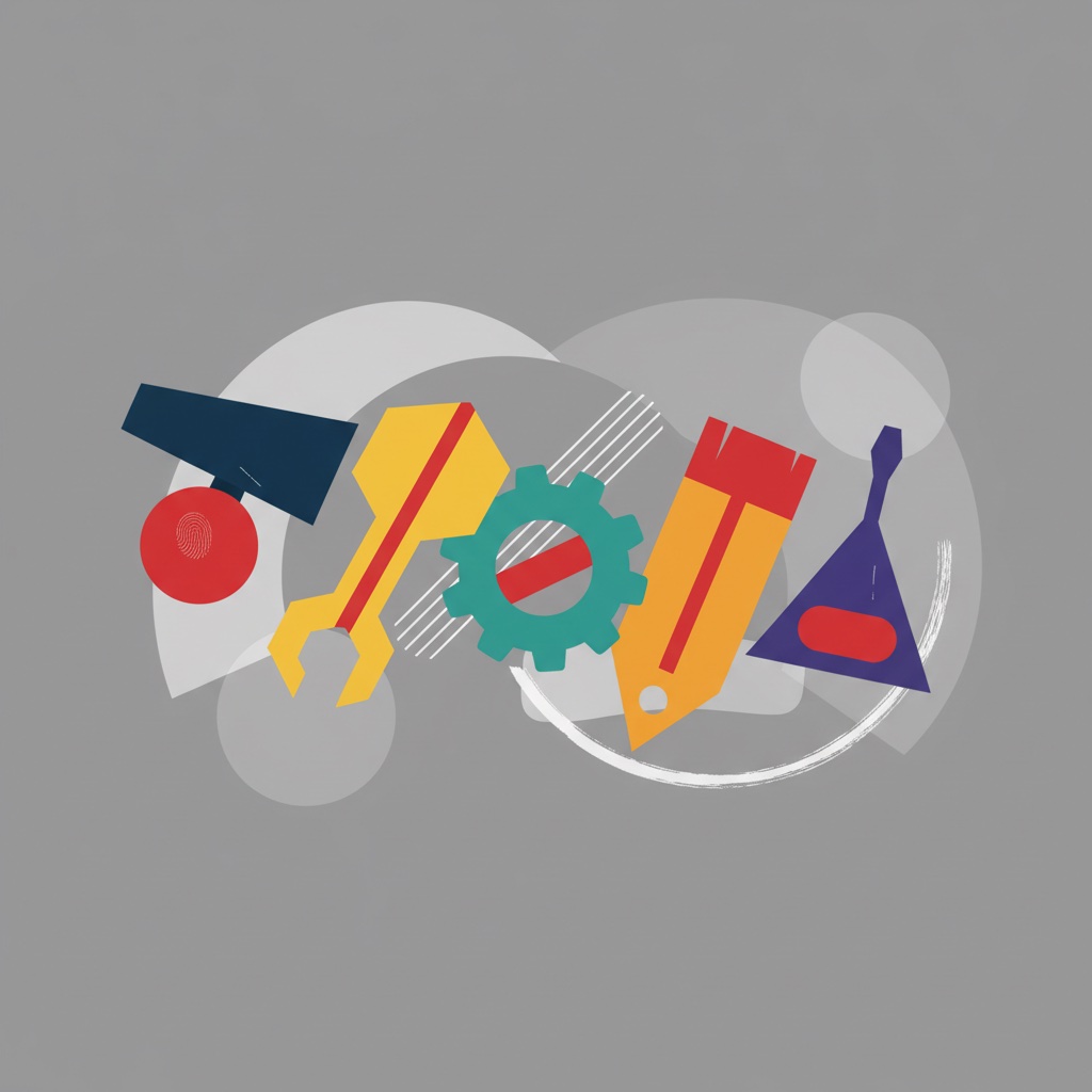 Abstract illustration of five different agent tools